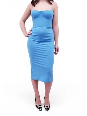 Alex Perry Bright Blue Midi Bustier Dress